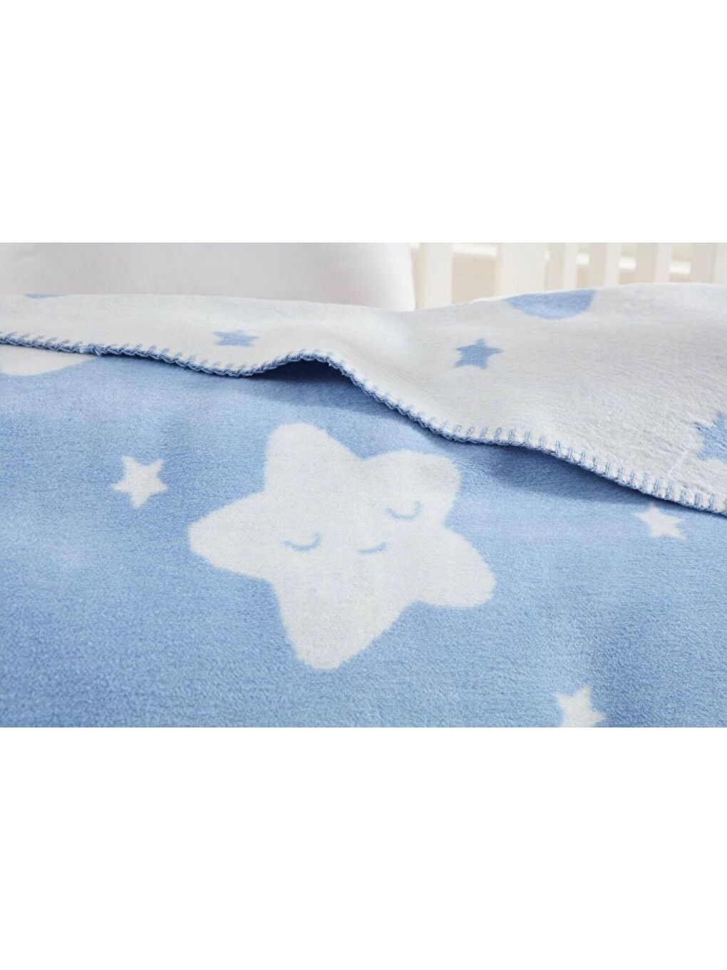 Pamuklu Bebek Battaniye Star Açık Mavi-1
