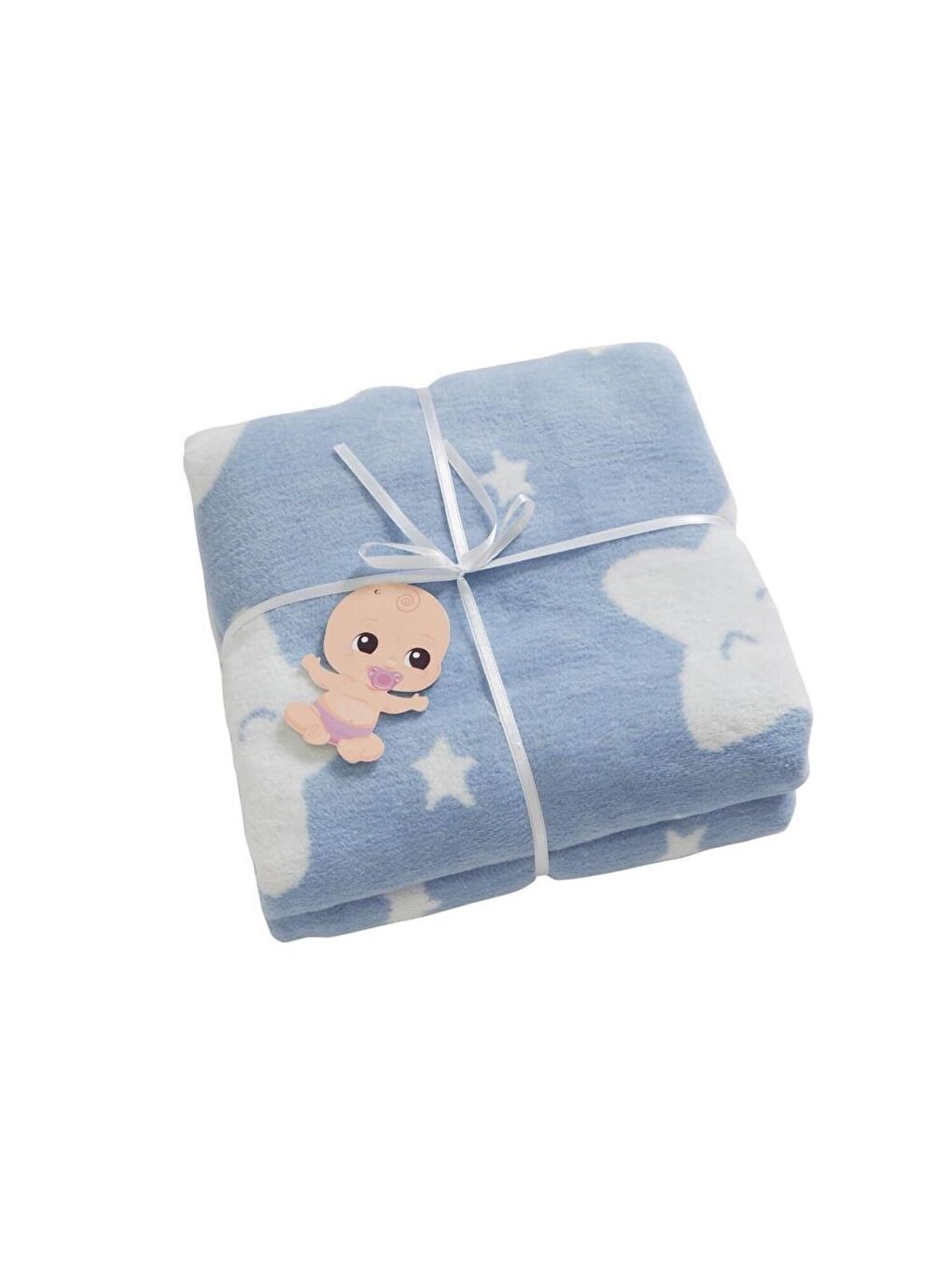 Pamuklu Bebek Battaniye Star Açık Mavi-2