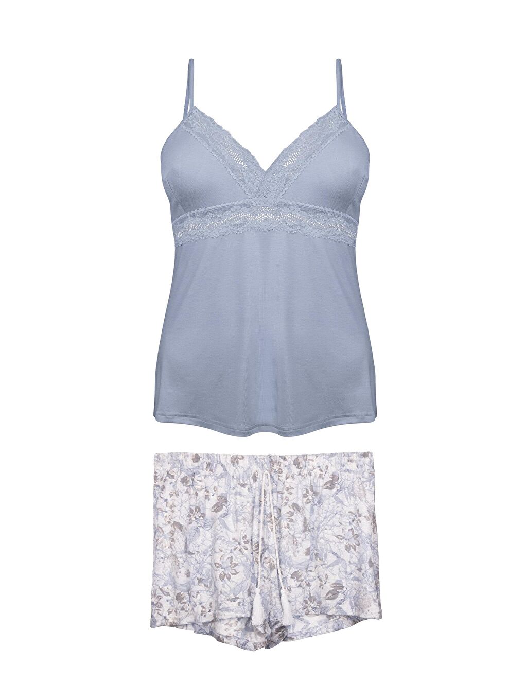 Karışık Kadın ip Askılı Viskon Şort Takım