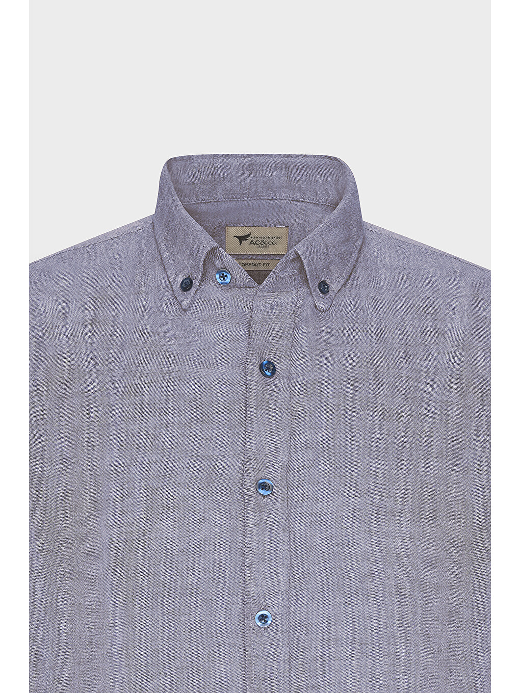 Erkek Lacivert Comfort Fit Rahat Kesim Düğmeli Yaka Casual Keten Gömlek-7