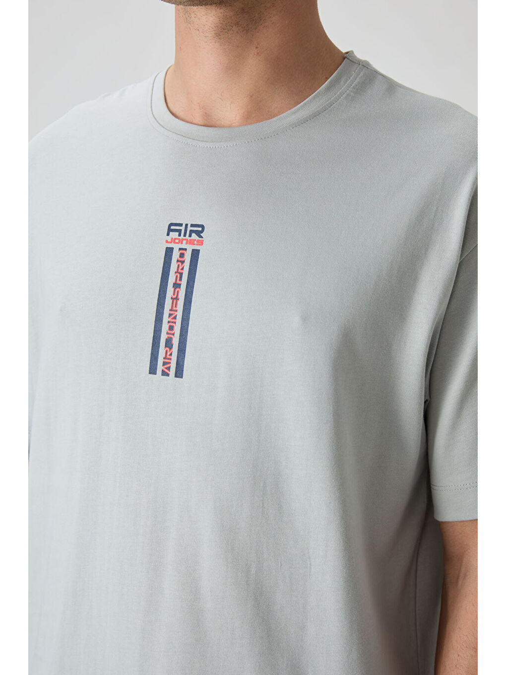 Bej Taş %100 Pamuk Kalın Yumuşak Dokulu  Fit Baskılı Erkek Tişört - 88360-1