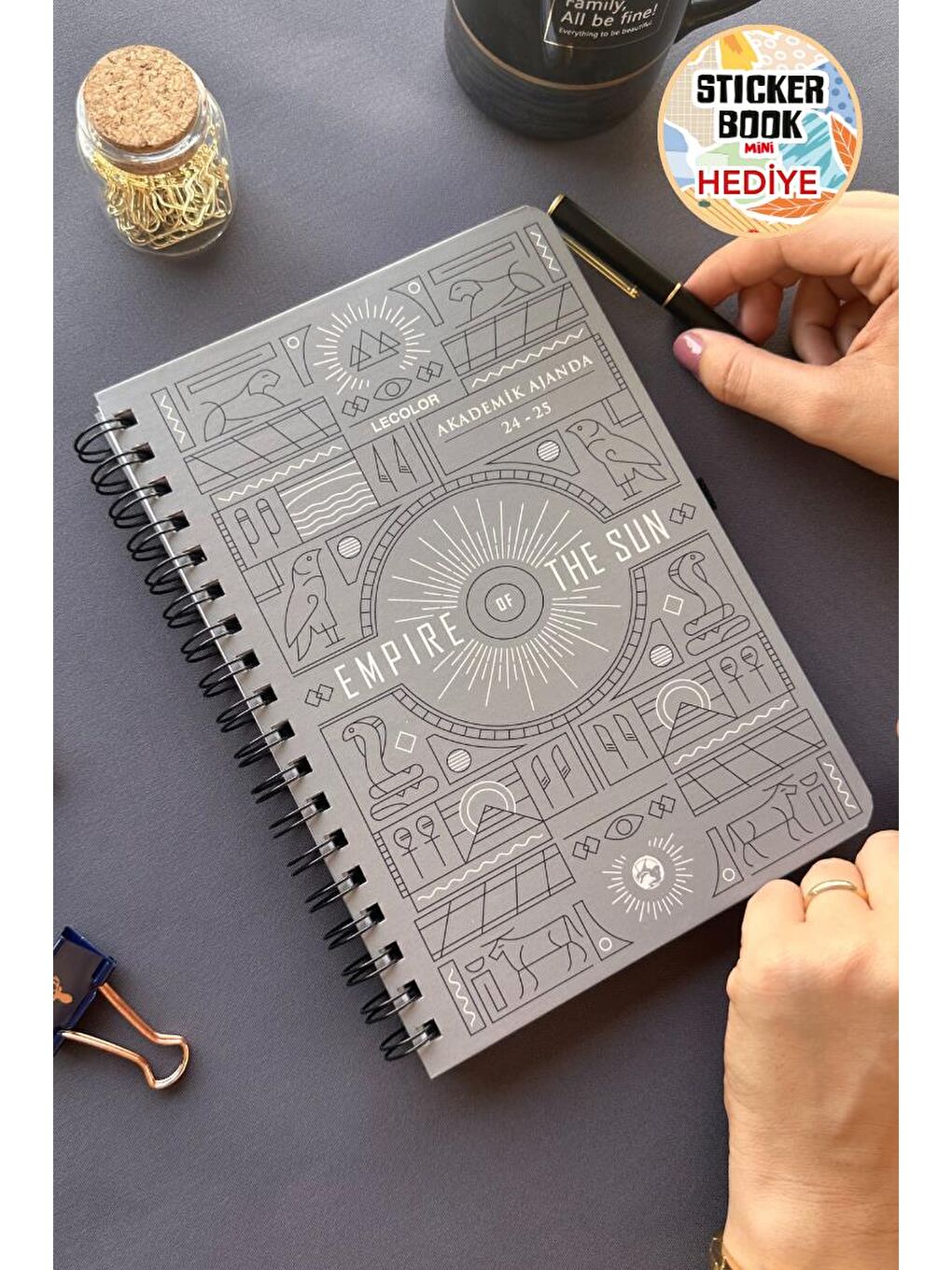 Akademik Ajanda 17x24 cm Spiralli 24/25 Empire Gri