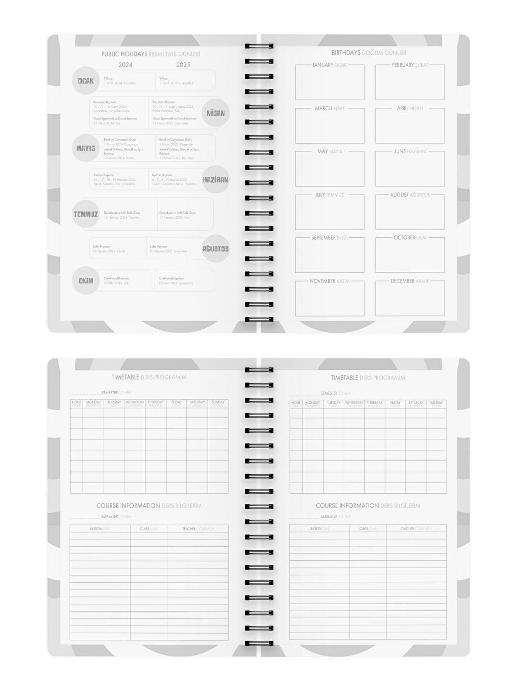Akademik Ajanda 17x24 cm Spiralli 24/25 Empire Gri-3