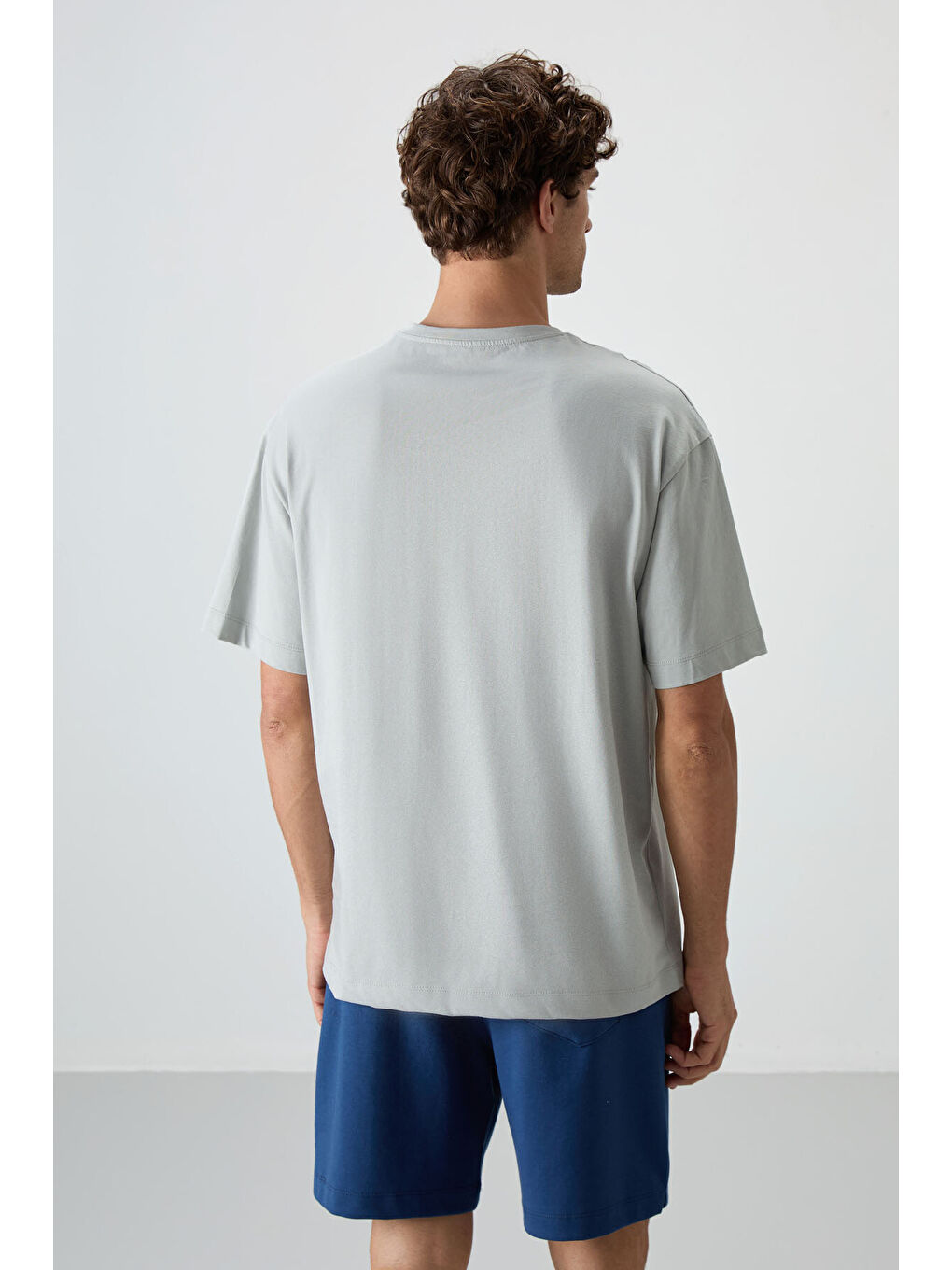 Bej Taş %100 Pamuk Kalın Yumuşak Dokulu  Fit Baskılı Erkek Tişört - 88360-4