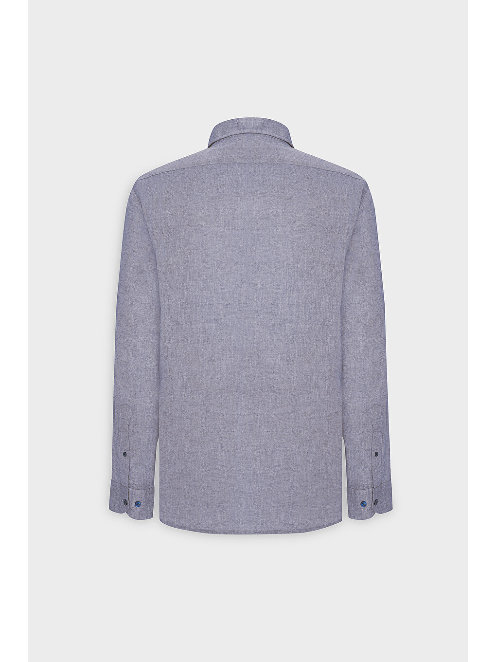 Erkek Lacivert Comfort Fit Rahat Kesim Düğmeli Yaka Casual Keten Gömlek-9