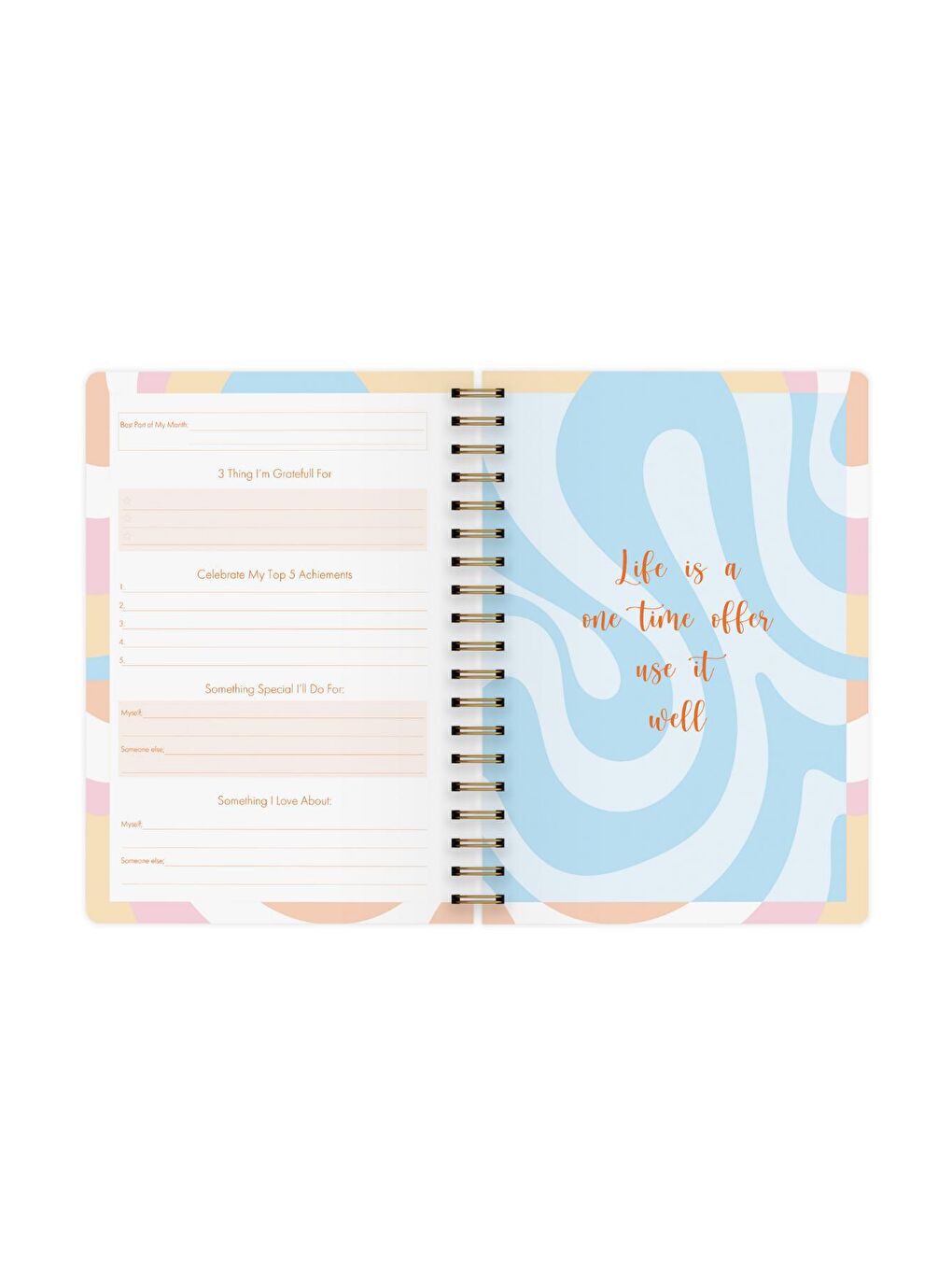 Süresiz Planlayıcı Spiralli Ajanda Defter Marble 17x24 cm-4