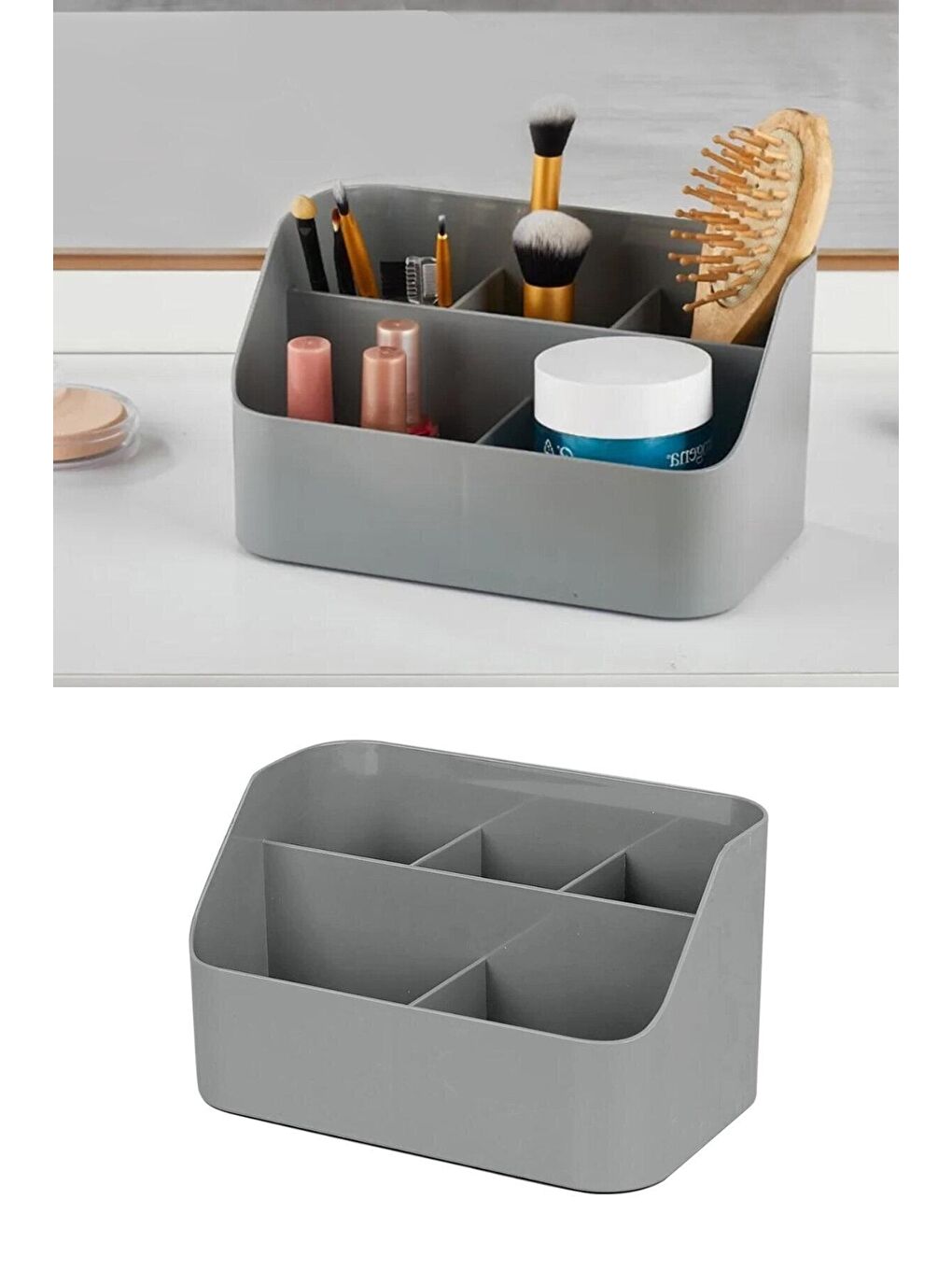 5 Bölmeli Makyaj Organizer - Takı Kozmetik Aksesuar Düzenleyici Saklama Kutusu Antrasit-4