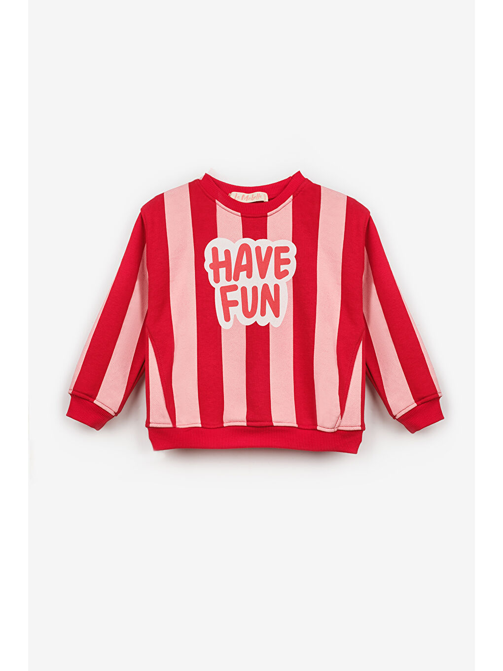 Kırmızı Have Fun Baskılı Çizgili Kız Çocuk Eşofman Takımı - Phoebe-5
