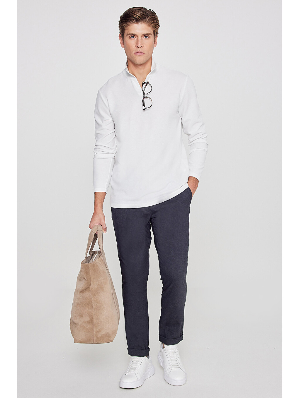 Erkek Antrasit Slim Fit Rahat Kesim Beli Bağlamalı Yan Cepli Jogger Pantolon-6