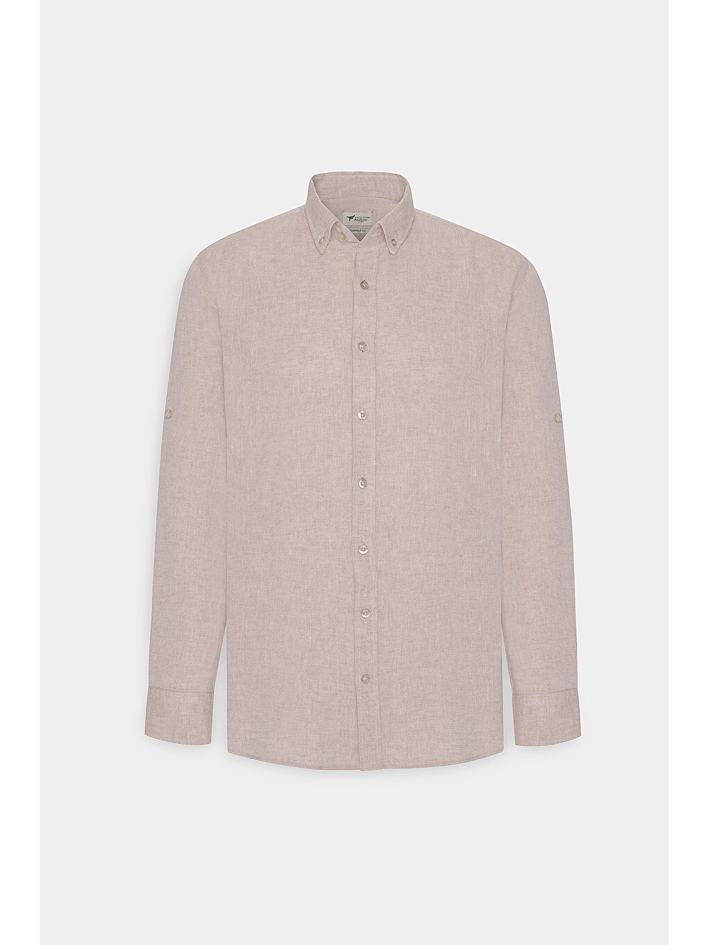 Kahverengi Erkek Camel Comfort Fit Rahat Kesim Düğmeli Yaka Casual Keten Gömlek-7