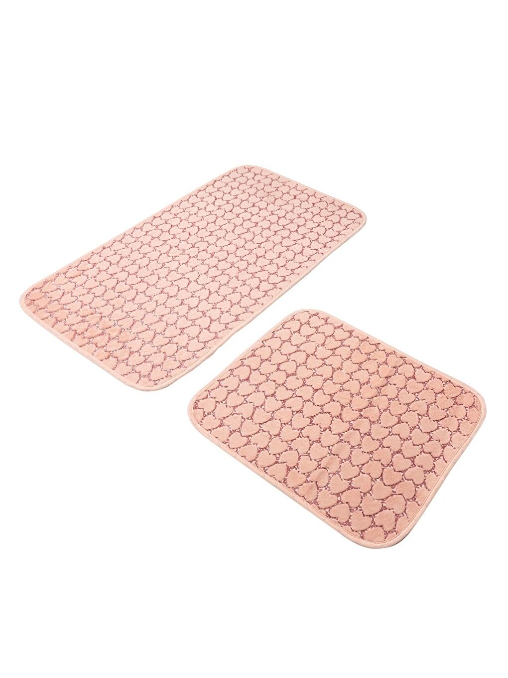 Pembe Leila Kalp Embos 2 li Banyo Paspası Pudra-2