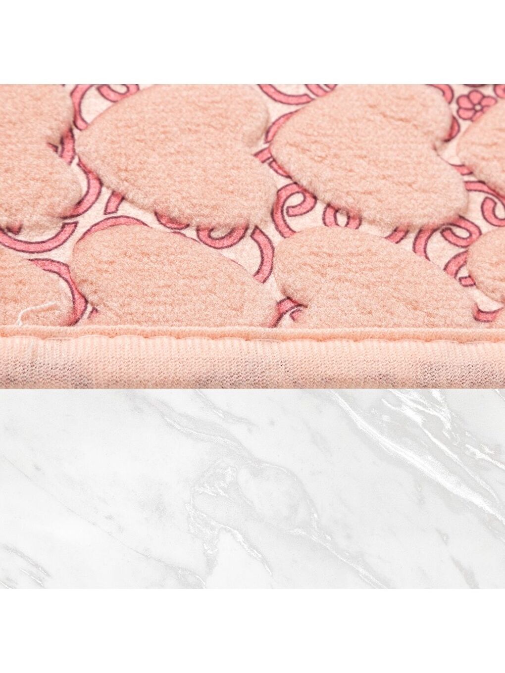 Pembe Leila Kalp Embos 2 li Banyo Paspası Pudra-4