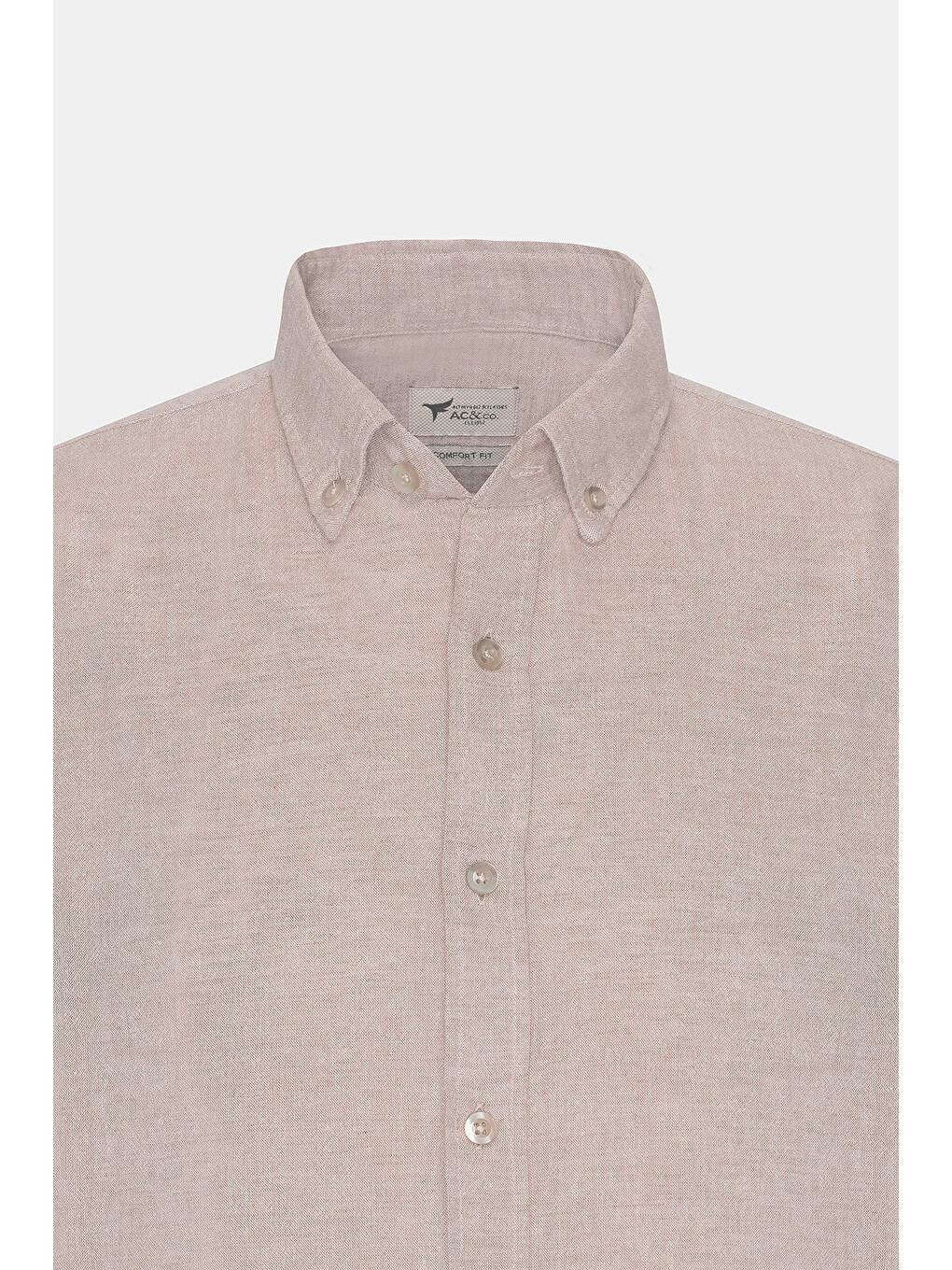 Kahverengi Erkek Camel Comfort Fit Rahat Kesim Düğmeli Yaka Casual Keten Gömlek-8