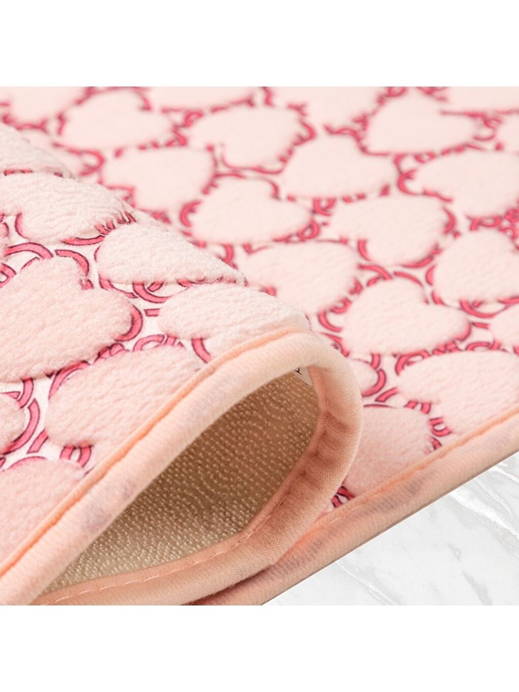 Leila Kalp Embos 2 li Banyo Paspası Pembe-2