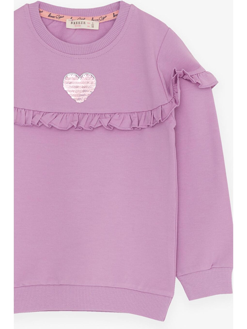Kız Çocuk Eşofman Takımı Pullu Kalp Baskılı Lila (2 Yaş)-2