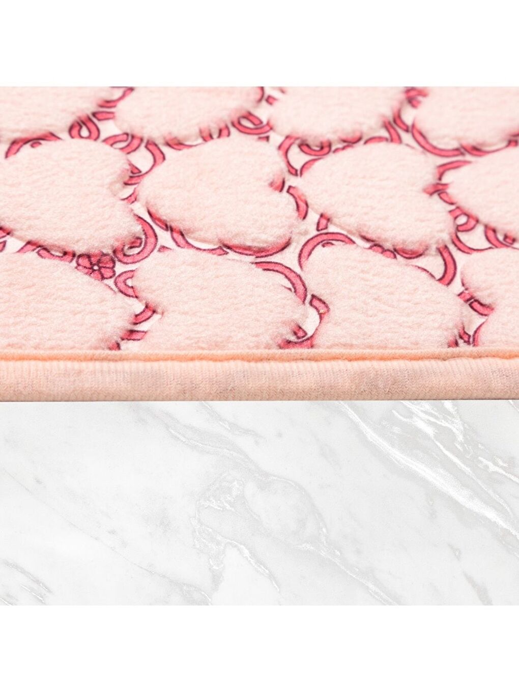 Leila Kalp Embos 2 li Banyo Paspası Pembe-4