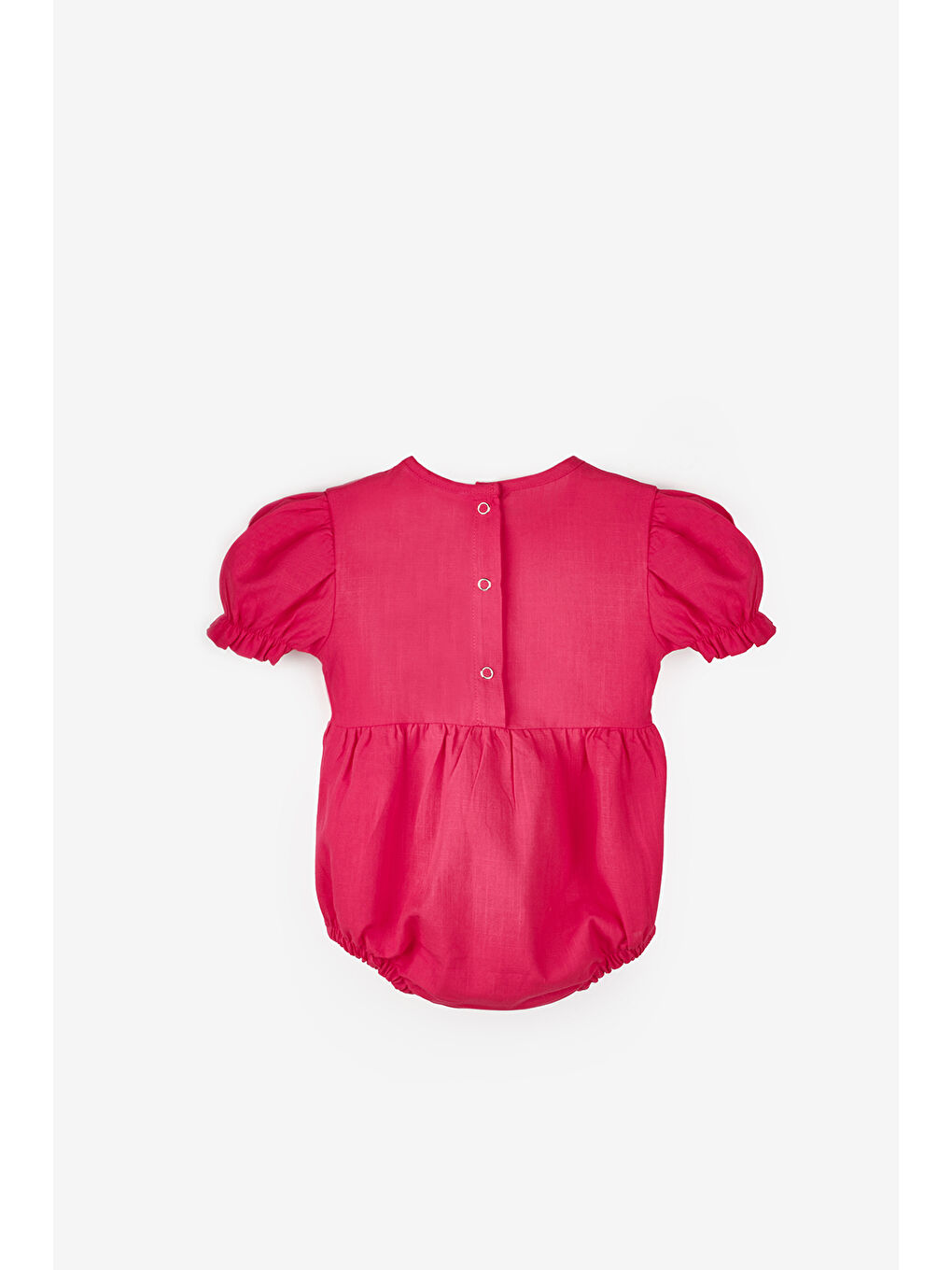 Fuşya Kısa Kollu Şapka Aksesuarlı Kız Bebek Tulum - Perla-1