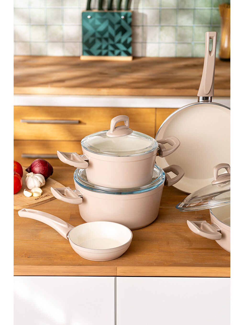 Pembe Crystal 11 Parça Tencere Seti Rosegold-4