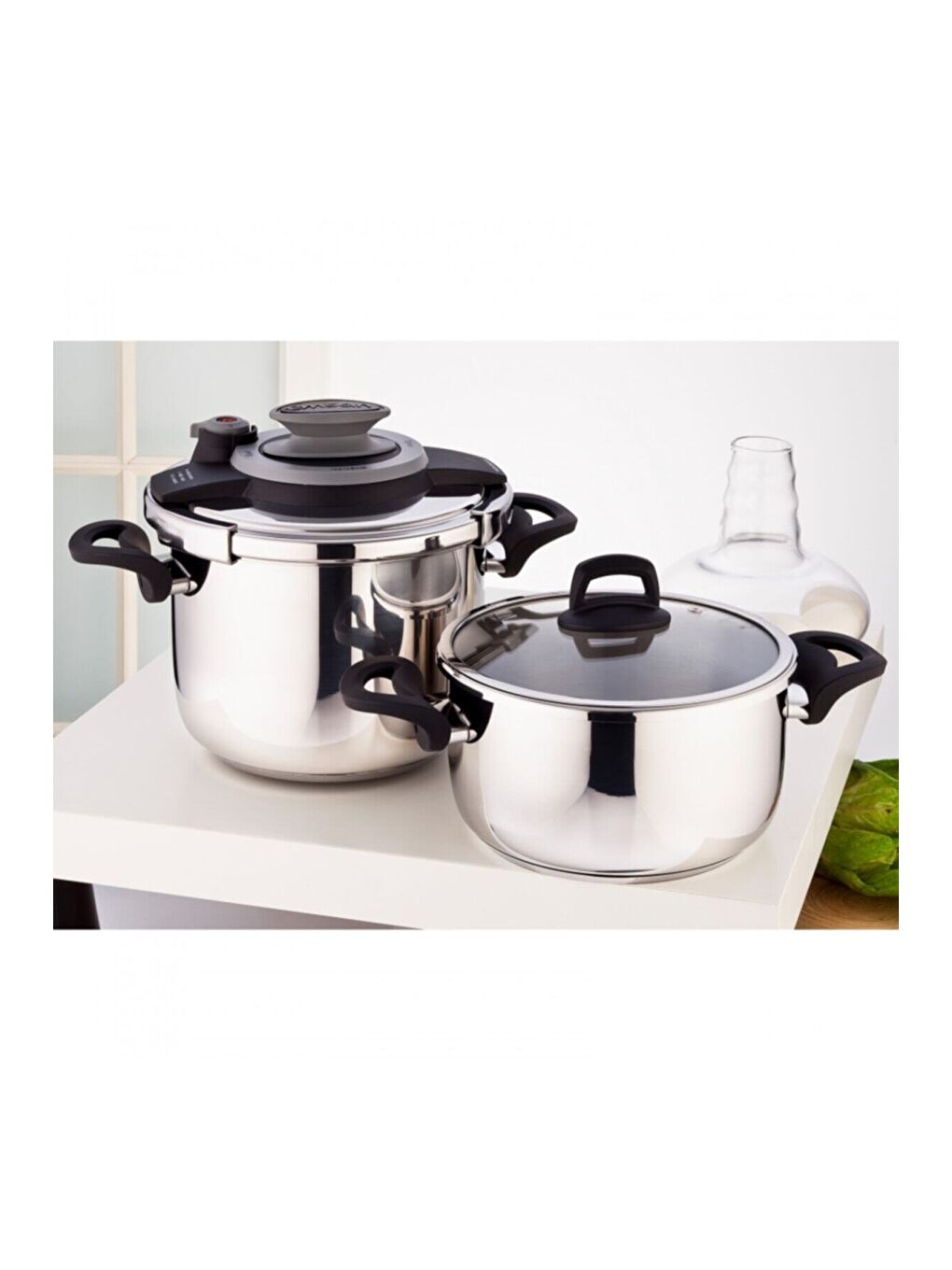 Montana İndüksiyon Tabanlı Düdüklü Tencere Seti Siyah Gri 4+6 Litre-5