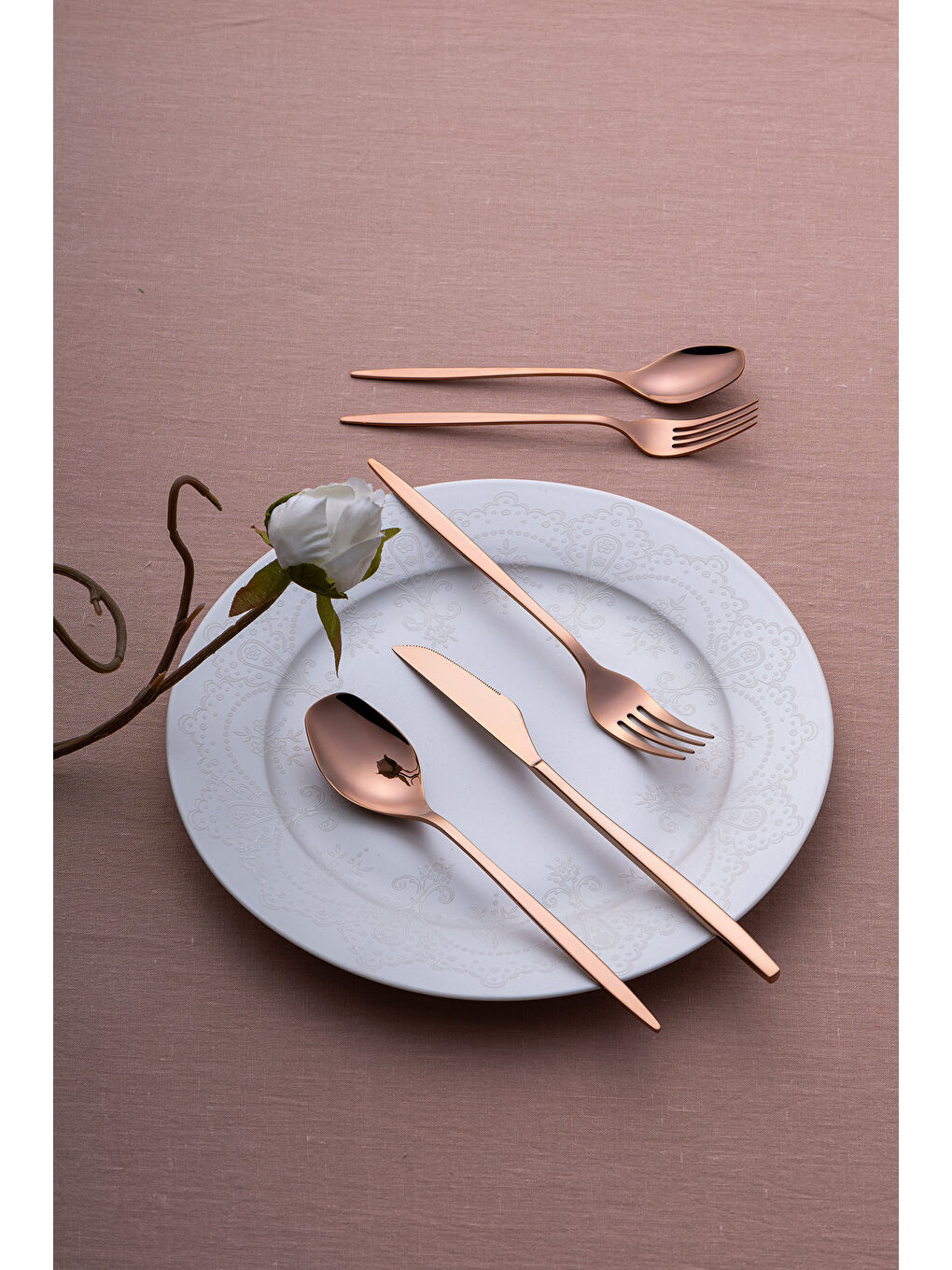 Sarı Alisa 30 Parça Parlak Bronz Kutulu Çatal Kaşık Bıçak Takımı-4