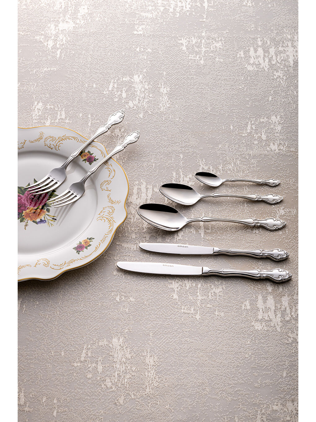 Gri Royal 84 Parça 12 Kişilik Çatal Kaşık Bıçak Takımı Lüks Kutulu-4