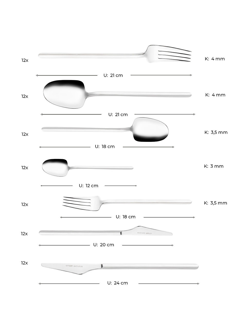 Gri Destrier 84 Parça 12 Kişilik Kutulu Çatal Kaşık Bıçak Takımı-4