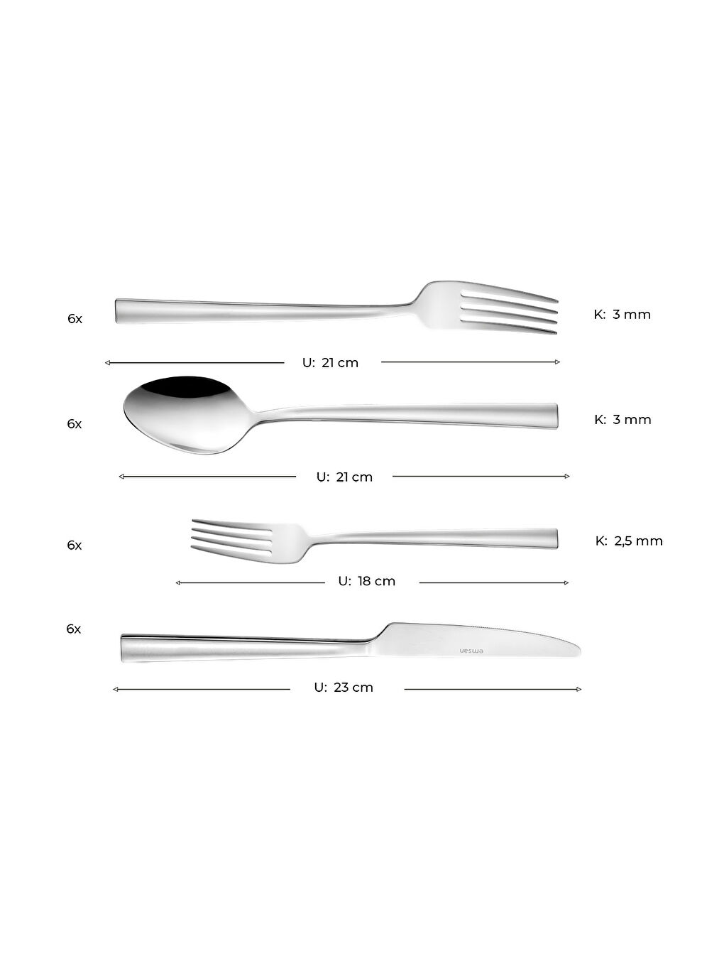 Gri Çınar 24 Parça Kutulu Çatal Kaşık Bıçak Takımı-5