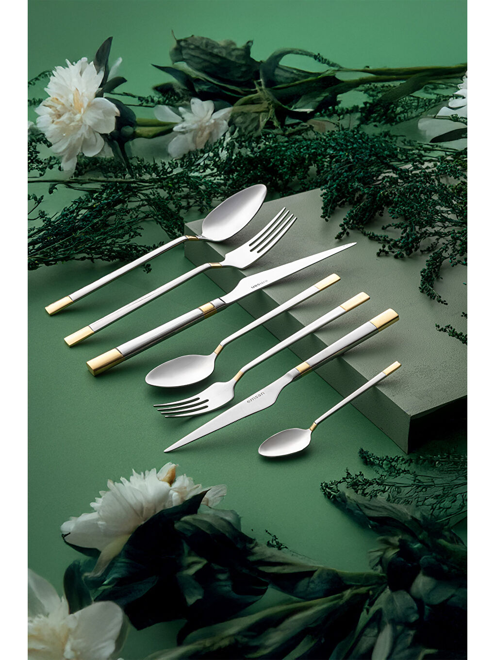 Gri Elegance Duru Gold 84 Parça 12 Kişilik Lüks Kutulu Çatal Kaşık Bıçak Takımı-4