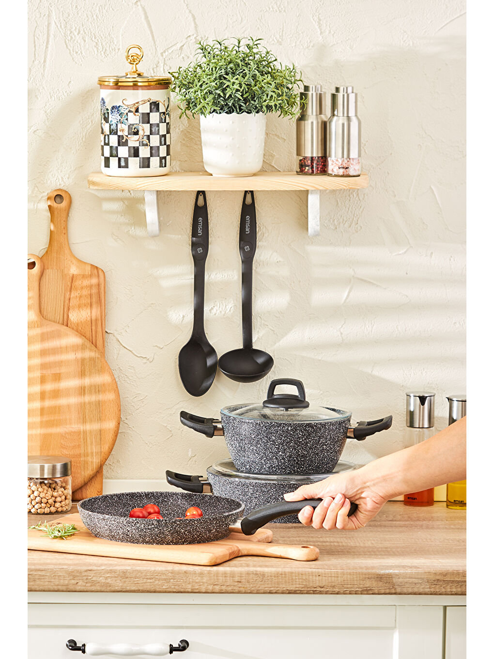 Gri Luna 7 Parça Tencere Seti-4