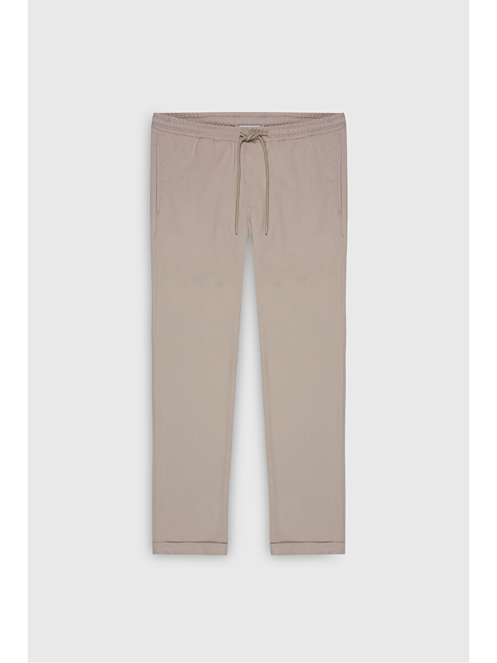 Erkek Bej Slim Fit Rahat Kesim Beli Bağlamalı Yan Cepli Jogger Pantolon-11