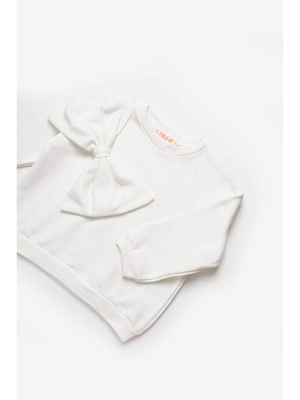 Ekru  Önü Fiyonklu Kız Çocuk Sweatshirt - Sophie-5