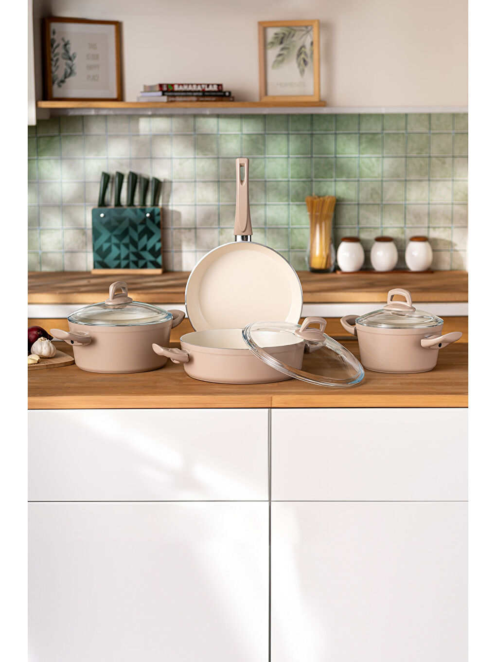 Pembe Crystal 7 Parça Tencere Seti Rosegold-4