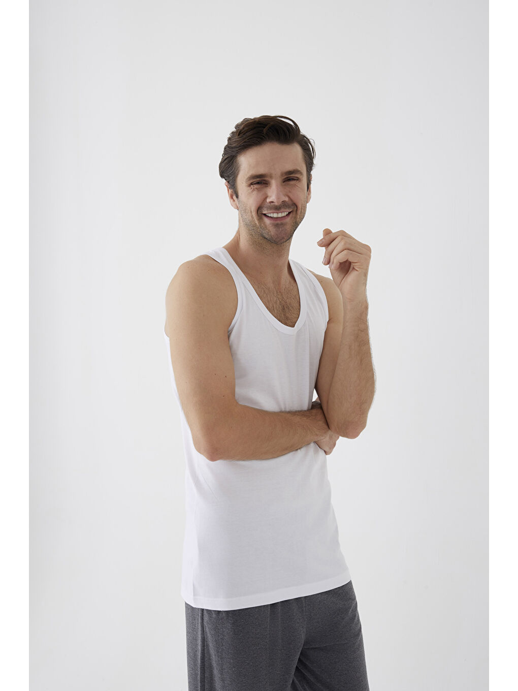 Beyaz Erkek Pamuklu 3'lü %100 Pamuk Atlet