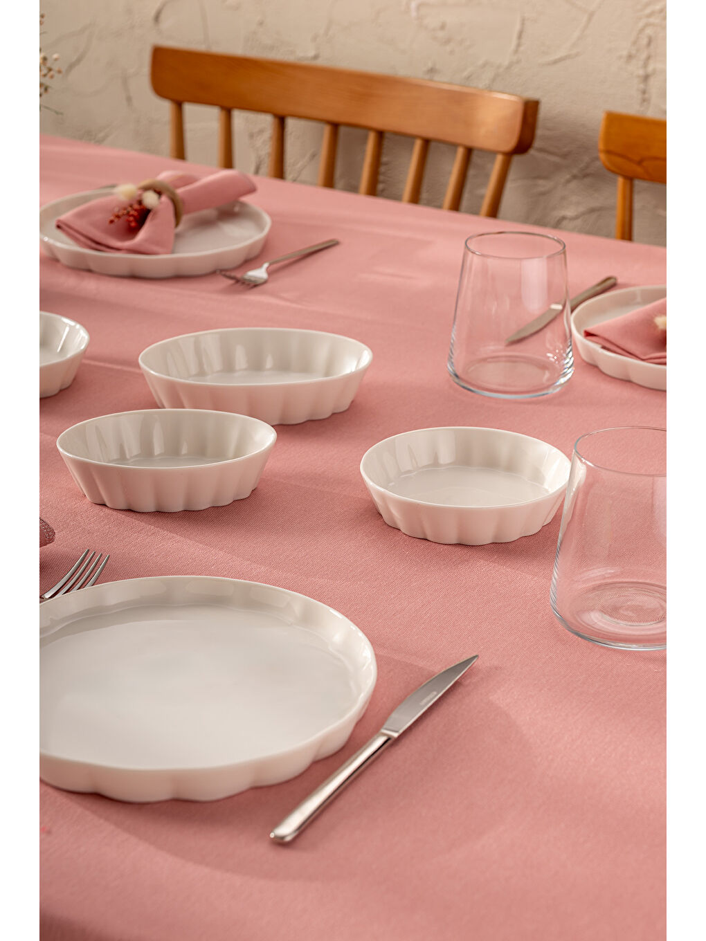 Cozy 14 Parça 6 Kişilik Porselen Kahvaltı Takımı Beyaz-4