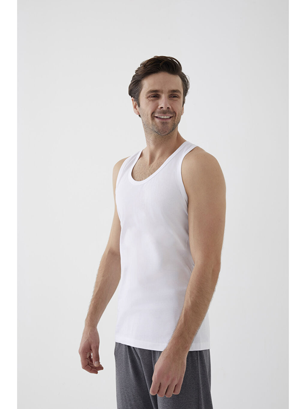 Beyaz Erkek Pamuklu 3'lü %100 Pamuk Atlet-3