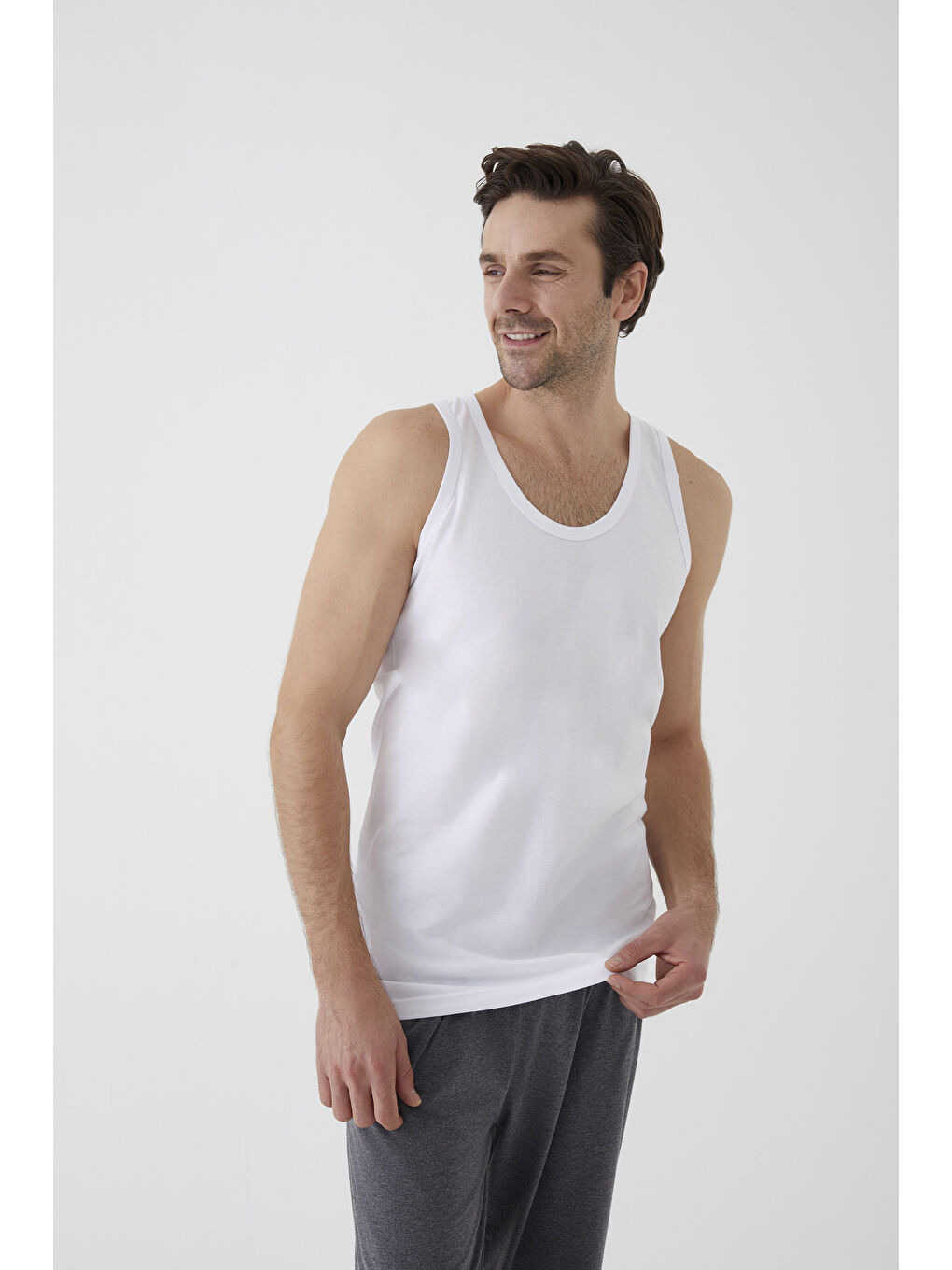 Beyaz Erkek Pamuklu 3'lü %100 Pamuk Atlet-4