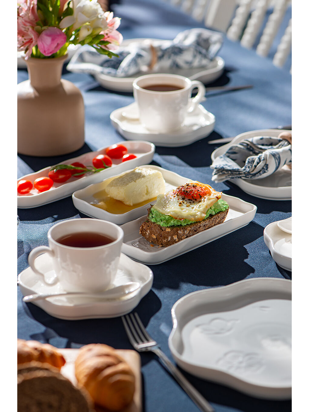 Beyaz Florist 30 Parça 6 Kişilik Porselen Kahvaltı Takımı-4