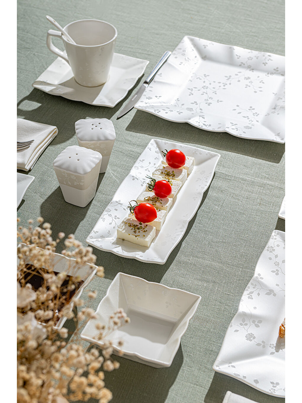 Beyaz Bahar Porselen 32 Parça 6 Kişilik Kahvaltı/Servis Takımı-5