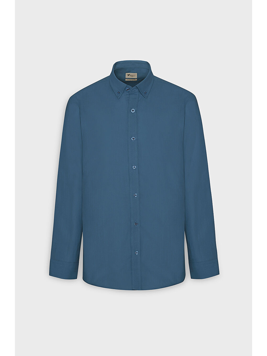 Erkek Koyu Petrol %100 Pamuk Oxford Slim Fit Dar Kesim Düğmeli Yaka Flamlı Gömlek-9