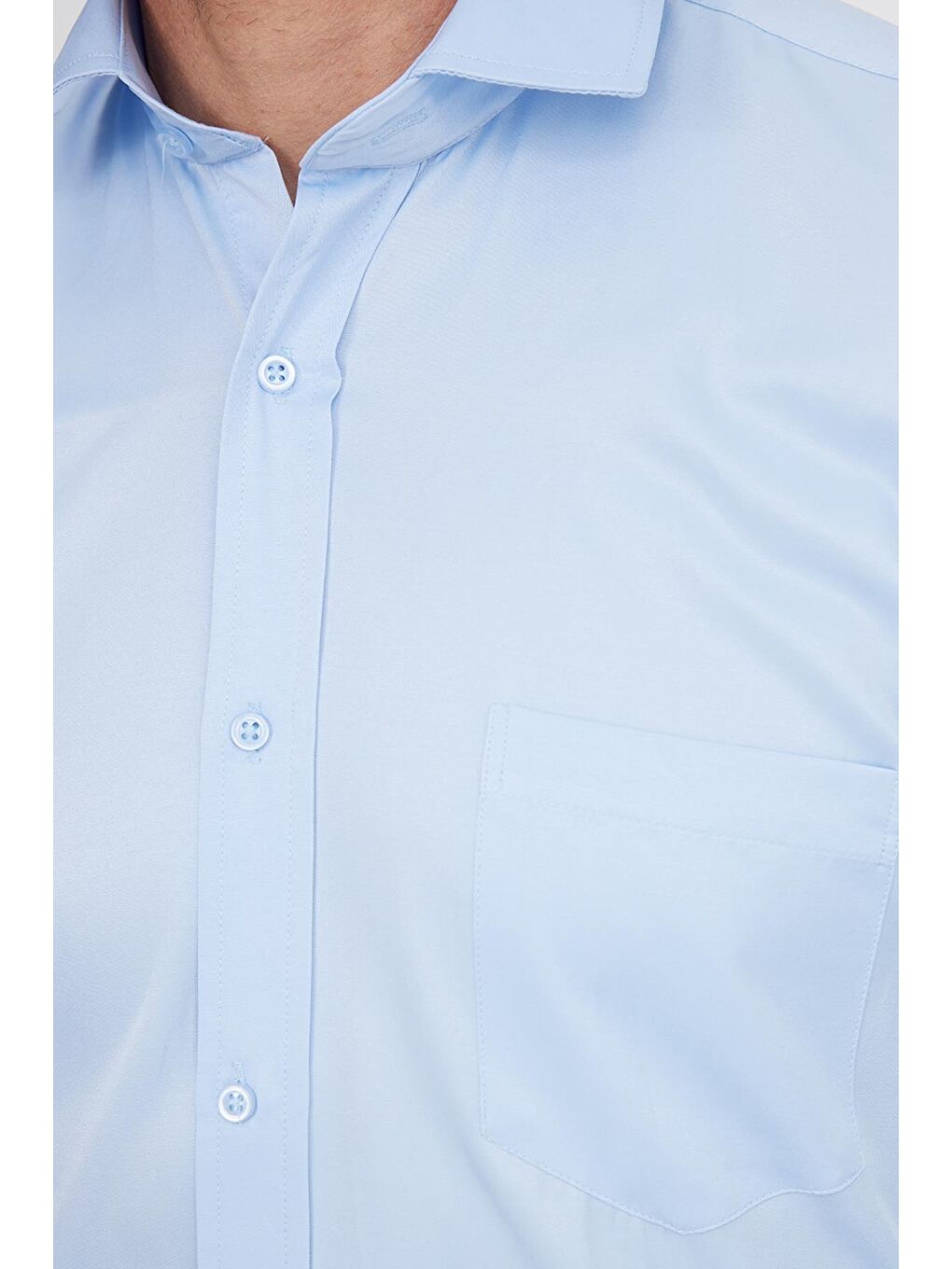 Erkek Regular Fit Klasik Kesim Pamuklu Düz Mavi Gömlek-2