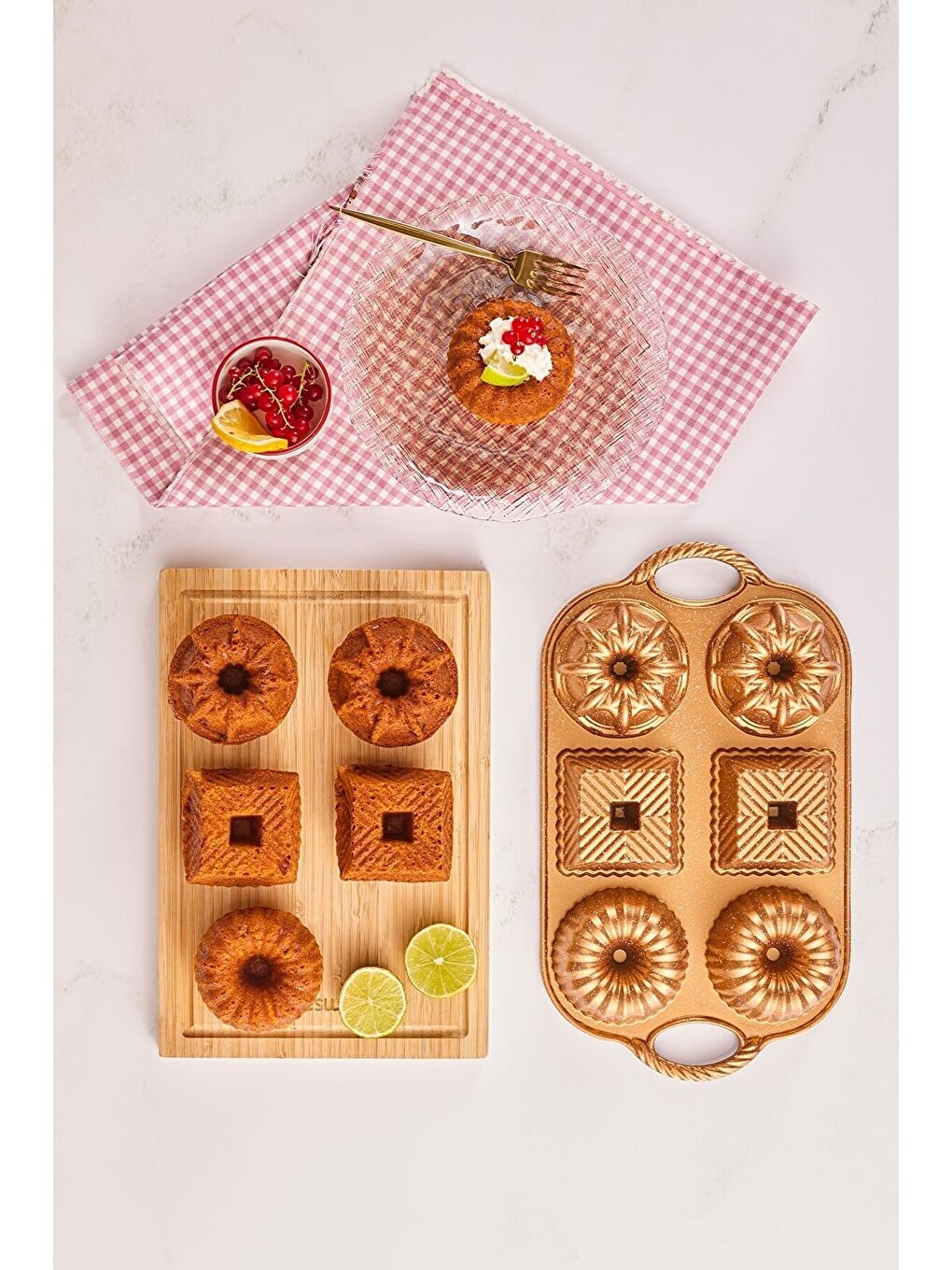 Sarı Griss One Six 6'lı Döküm Kek Kalıbı Gold-5