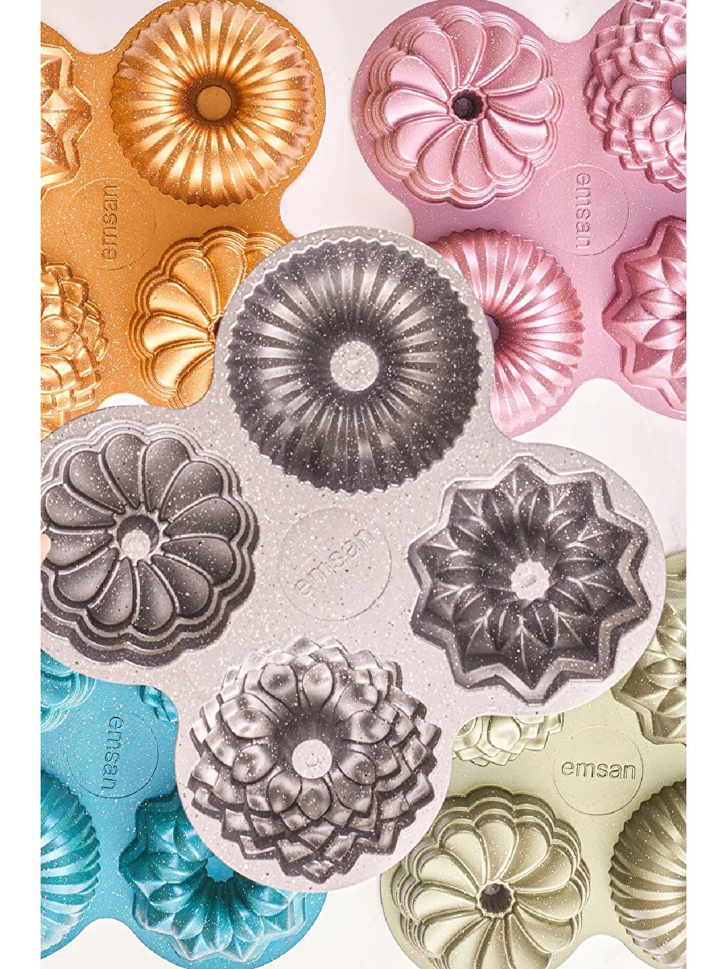 Pembe Griss One Four 4’lü Döküm Kek Kalıbı Pink-4