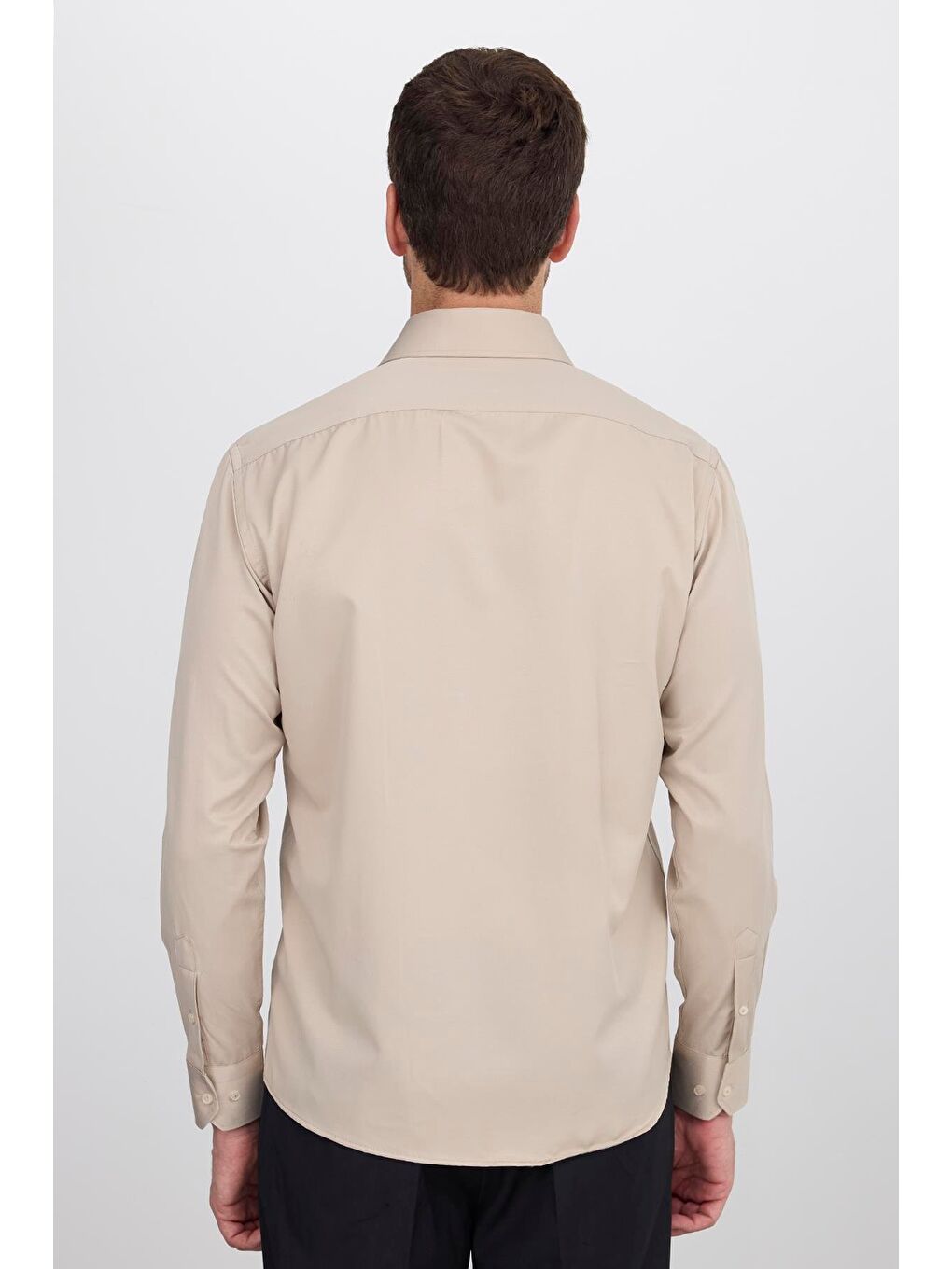 Erkek Regular Fit Klasik Kesim Pamuklu Düz Bej Gömlek-6