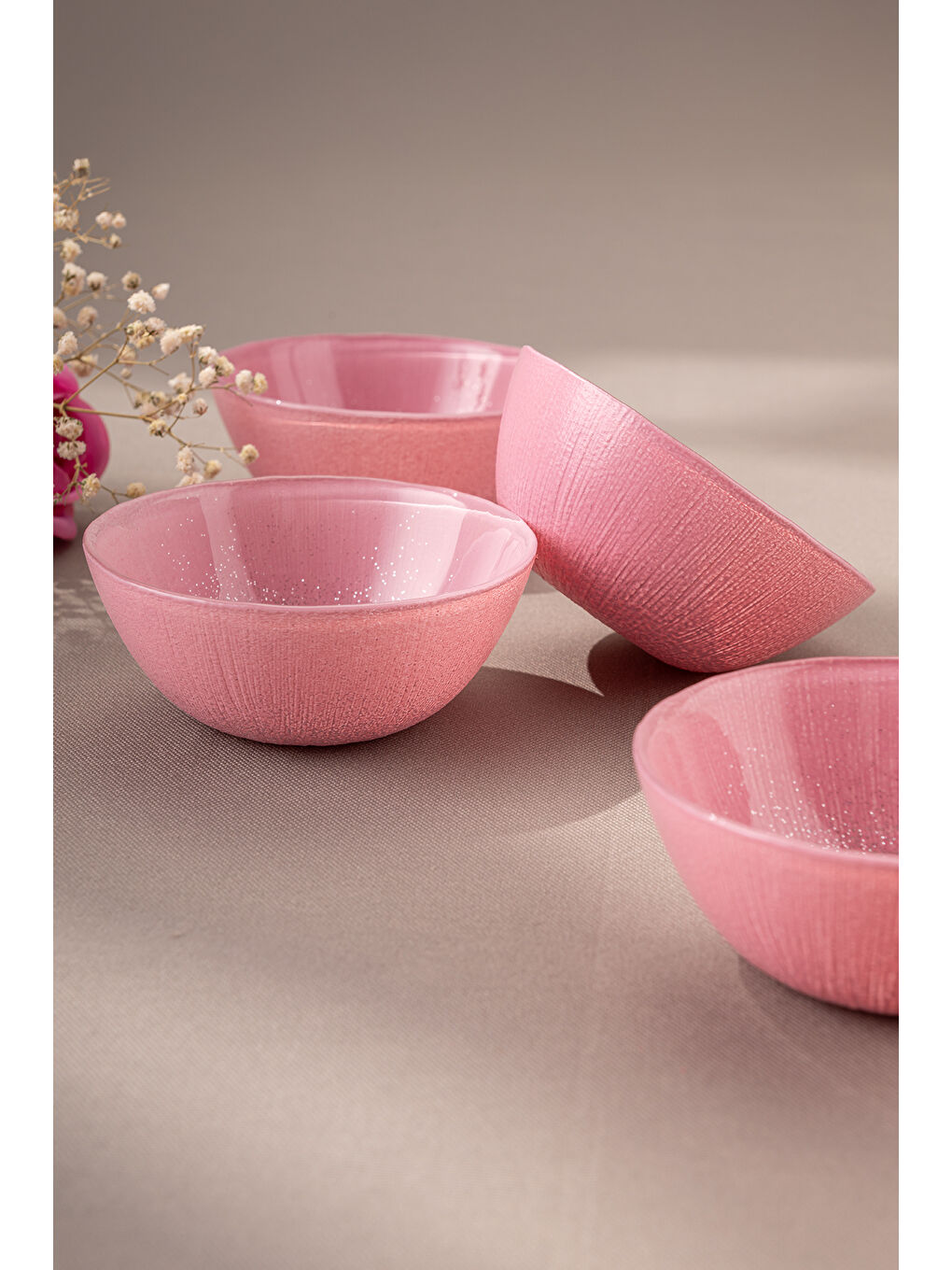 Pastel 4 Parça Cam Kase 10 cm Pembe-4