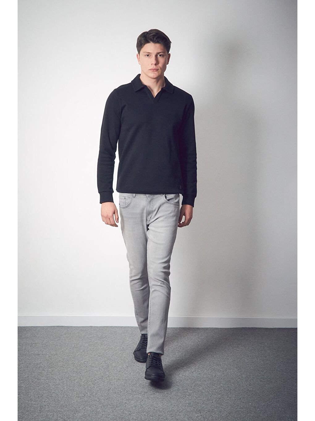 Gri Fermuarlı Skinny Jean Pantolon