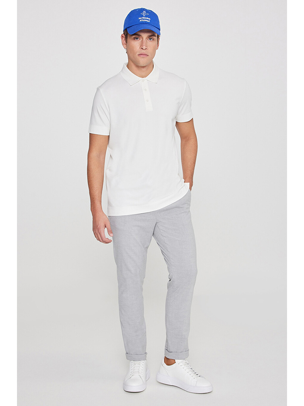 Erkek Gri Slim Fit Rahat Kesim Beli Bağlamalı Yan Cepli Jogger Pantolon-6