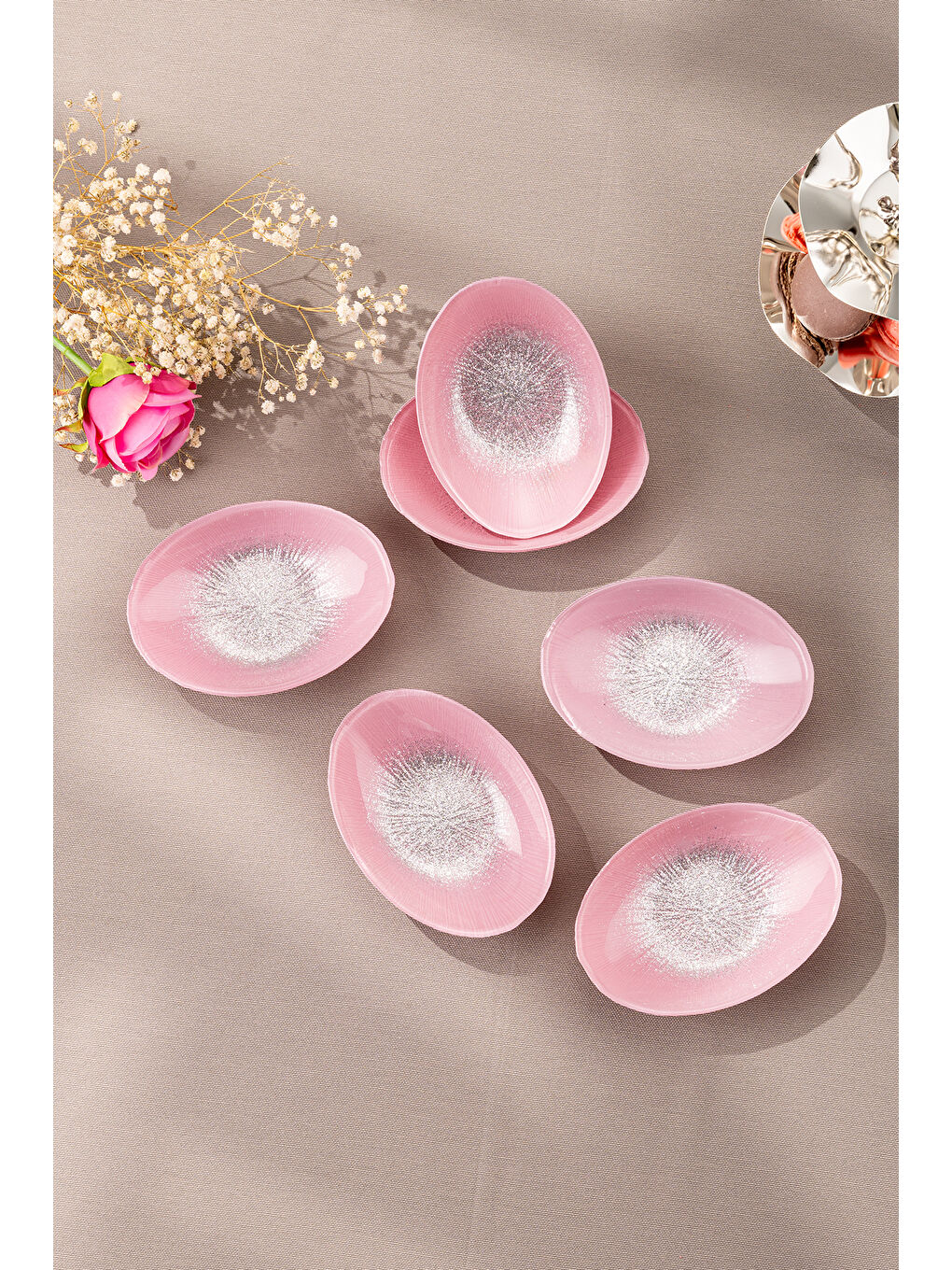 Pastel 6 Parça Cam Gondol 12 cm Pembe-4