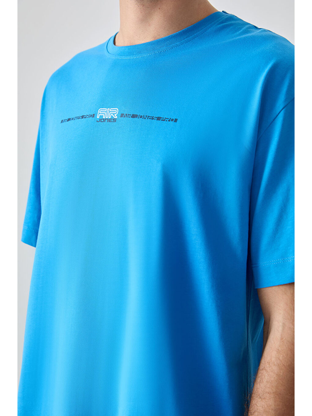 Petrol %100 Pamuk Oversize Baskılı Erkek Tişört- 88357-2