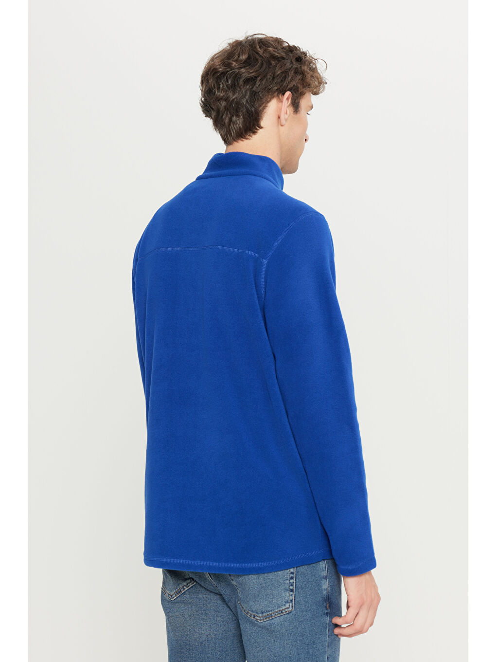 Mavi Erkek Saks Anti-Pilling Tüylenme Yapmayan Standart Fit Dik Yaka Polar Sweatshirt-4