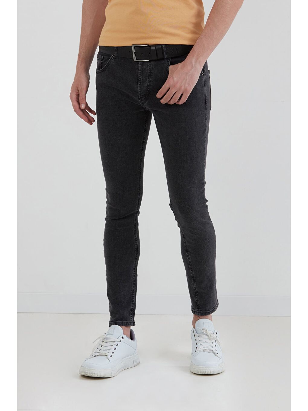 Beyaz Fermuarlı Skinny Jean Pantolon-2